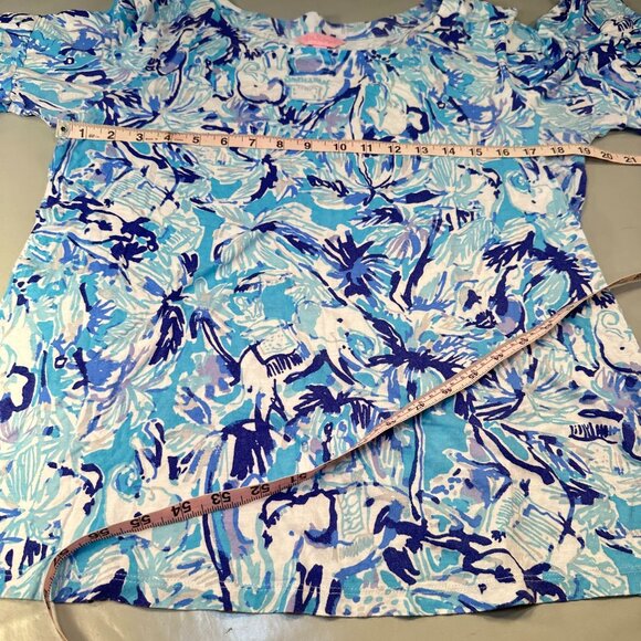Lilly Pulitzer Blouse Womens Elephant Lula Ruffle Sleeve Top Resort Tropical - Picture 14 of 16